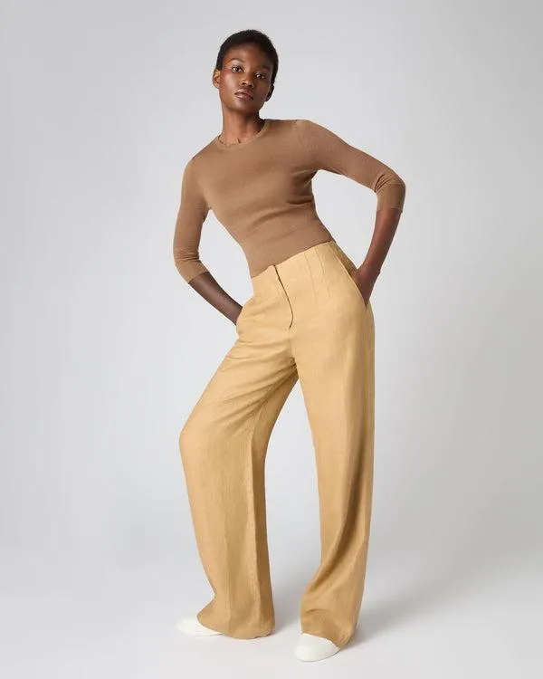 Women Women039s Superfine Crop Cashmere SweaterIn Dark Camel Brown Dark Camel Brown NPeal Round Necks