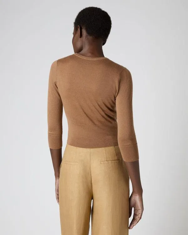 Women Women039s Superfine Crop Cashmere SweaterIn Dark Camel Brown Dark Camel Brown NPeal Round Necks
