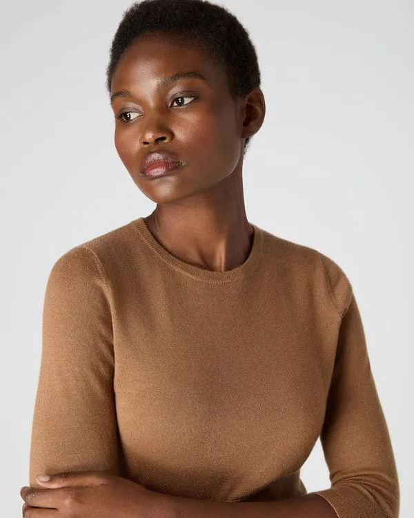 Women Women039s Superfine Crop Cashmere SweaterIn Dark Camel Brown Dark Camel Brown NPeal Round Necks