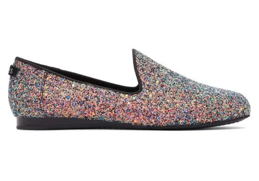Women WomenDarcy Black Chunky Glitter Flat Black Glitter TOMS Exclusives