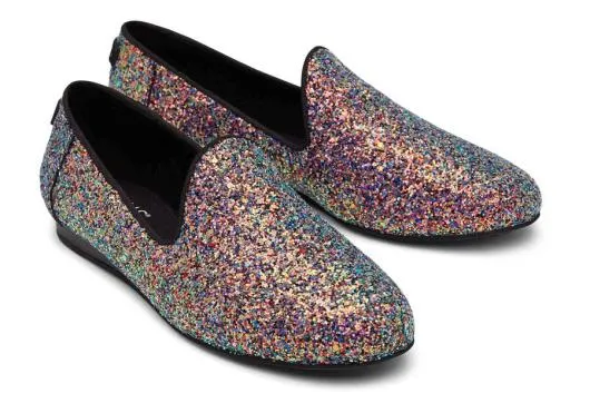 Women WomenDarcy Black Chunky Glitter Flat Black Glitter TOMS Exclusives
