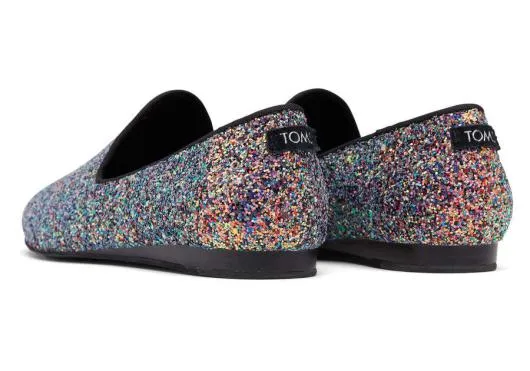 Women WomenDarcy Black Chunky Glitter Flat Black Glitter TOMS Exclusives