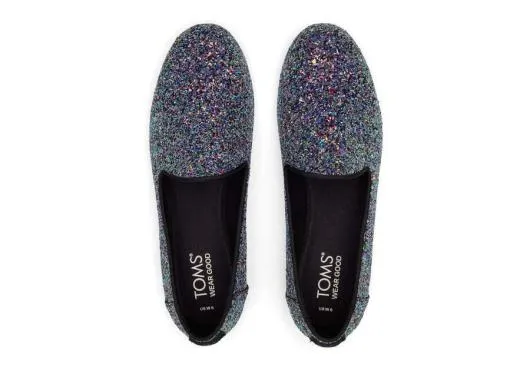 Women WomenDarcy Black Chunky Glitter Flat Black Glitter TOMS Exclusives