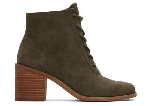 Women WomenEvelyn Olive Suede LaceUp Heeled Boot Suede Olive TOMS Boots and Booties Women WomenEvelyn Olive Suede LaceUp Heeled Boot Suede Olive TOMS Boots and Booties