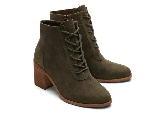 Women WomenEvelyn Olive Suede LaceUp Heeled Boot Suede Olive TOMS Boots and Booties