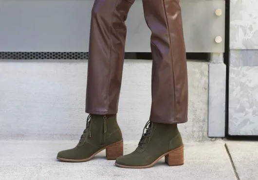 Women WomenEvelyn Olive Suede LaceUp Heeled Boot Suede Olive TOMS Boots and Booties