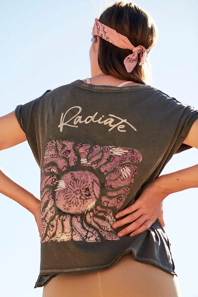 Women Workout Tops Free People Light Rider Tee Charcoal Combo