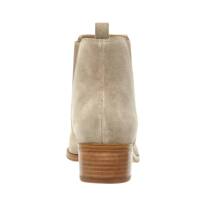 Women Yale Pointy Toe Chelsea Bootie Taupe Suede Marc Fisher Boots and Booties