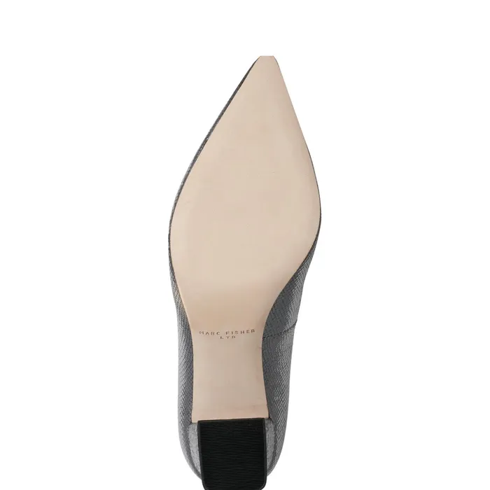 Women Zala Block Heel Pointy Toe Pump Pewter Leather Marc Fisher Heels and Pumps