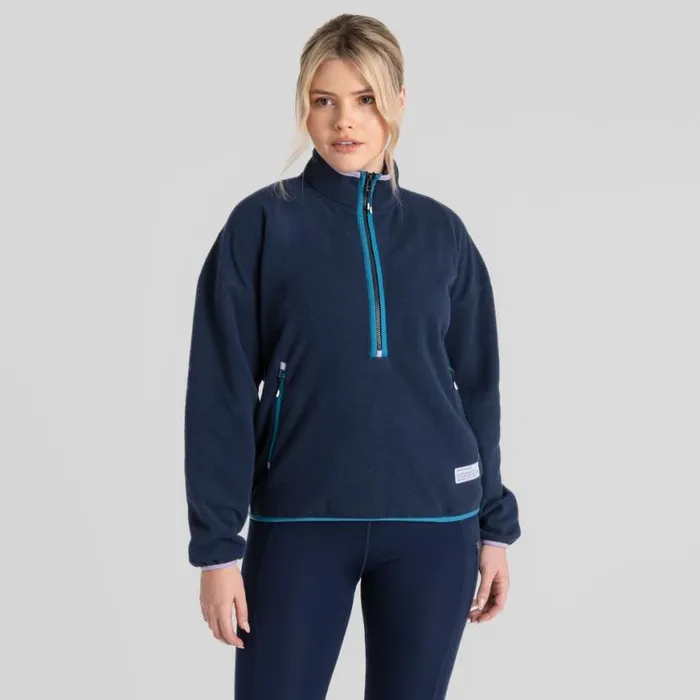 Womens Half Zip Fleece Craghoppers CO2 Renu Half Zip Fleece Blue Navy