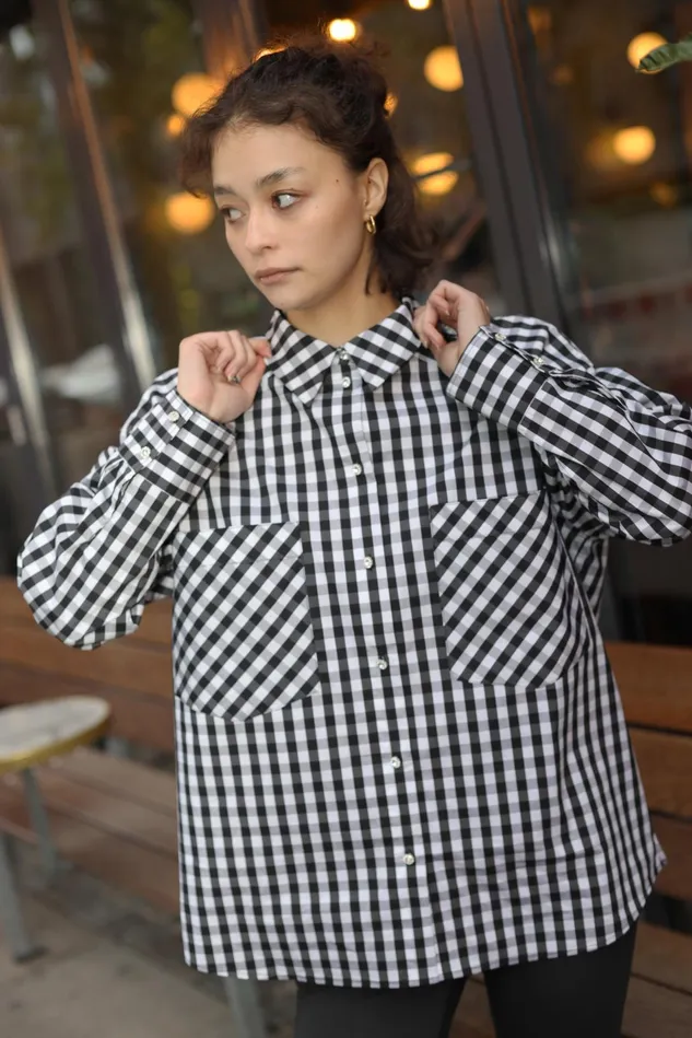 Work Shirt 8211 White Black Check Women Cras Shirts