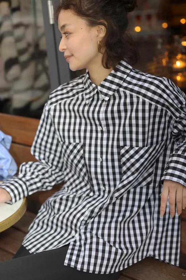 Work Shirt 8211 White Black Check Women Cras Shirts