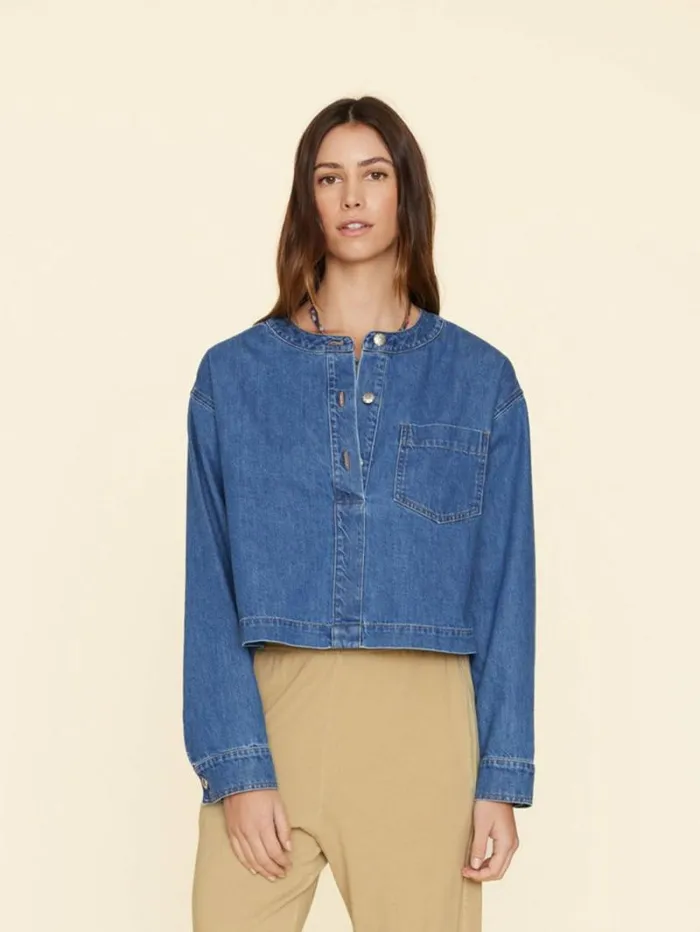 Xirena Deep Indigo Nicky Denim Top Women Tops