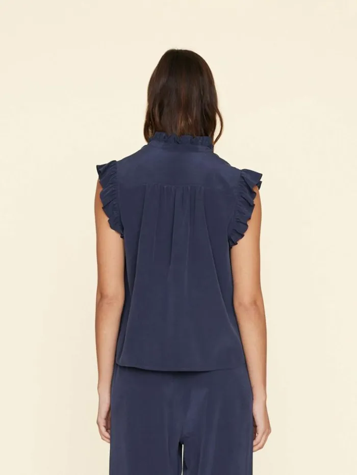 Xirena Navy Brenna Silk Top Women Tops