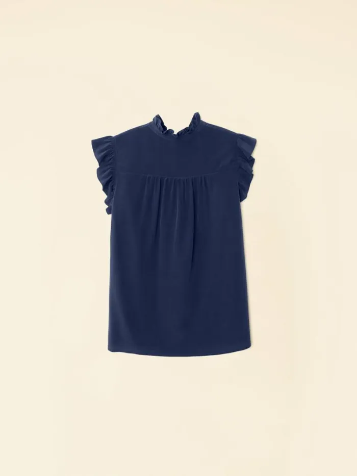 Xirena Navy Brenna Silk Top Women Tops