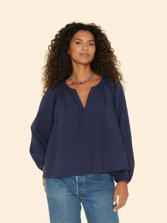 Xirena Navy Harris Top Women Tops