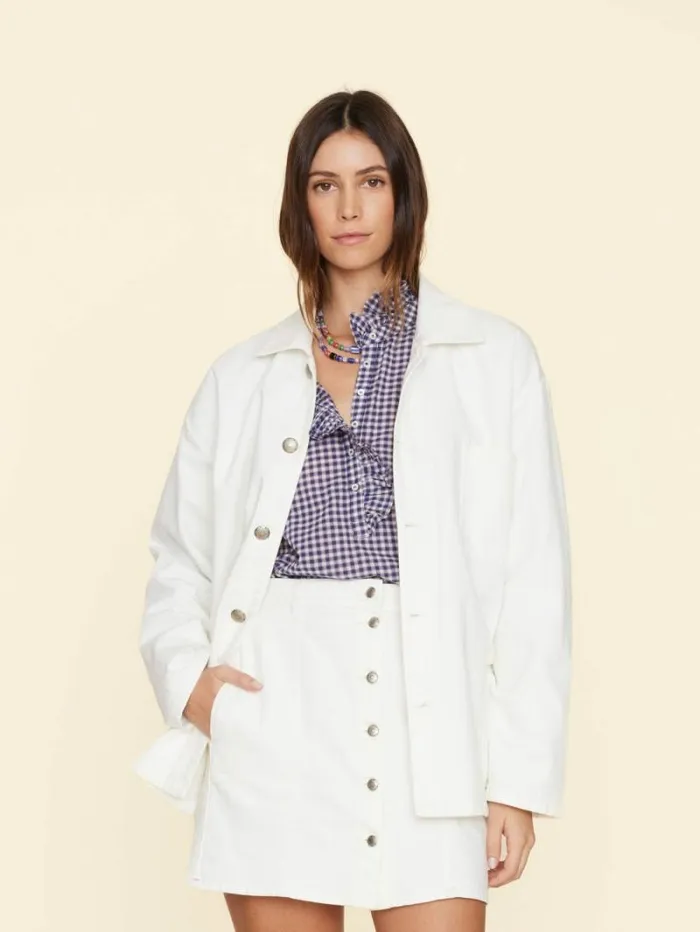 Xirena White Stanford Denim Jacket Women Sweaters and Jackets