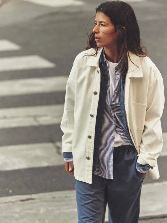 Xirena White Stanford Denim Jacket Women Sweaters and Jackets