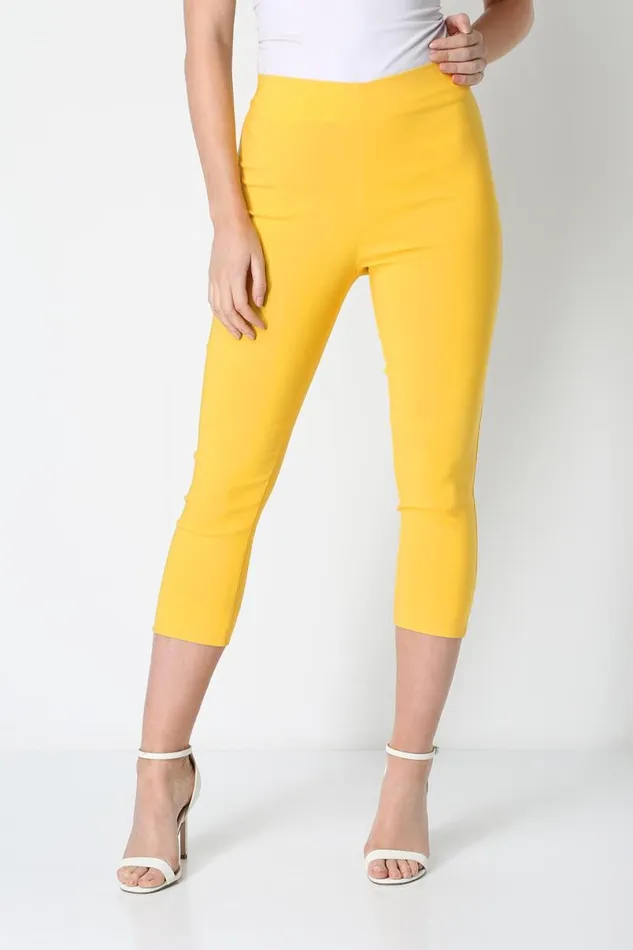 Yellow Cropped Stretch Trouser Women Roman Coords