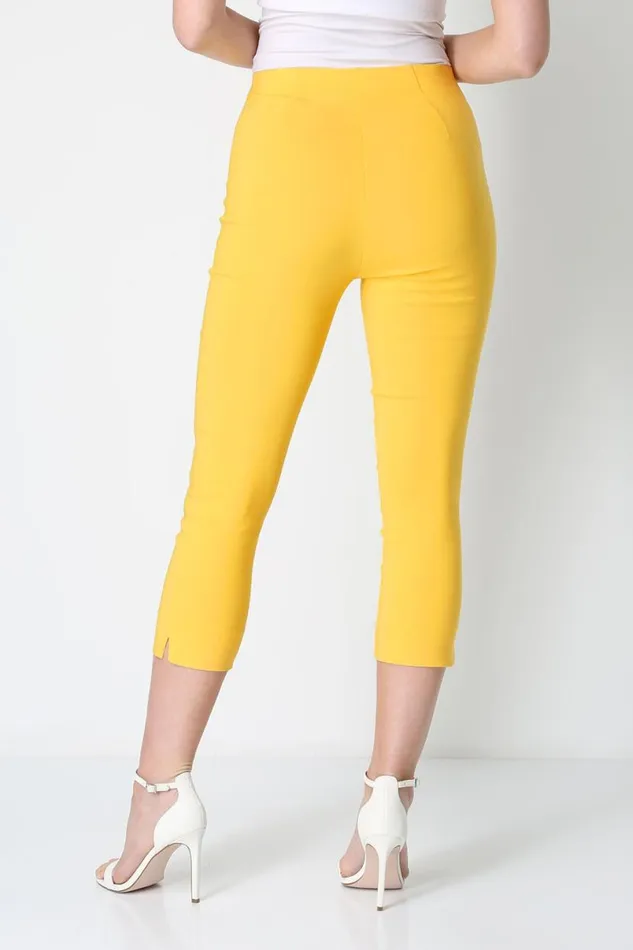 Yellow Cropped Stretch Trouser Women Roman Coords