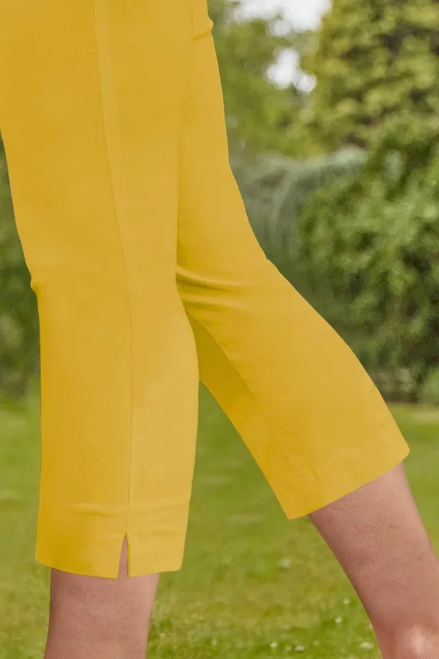 Yellow Cropped Stretch Trouser Women Roman Coords