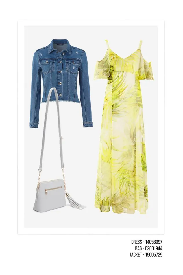 Yellow Leaf Print Cold Shoulder Chiffon Maxi Dress Women Roman Dresses