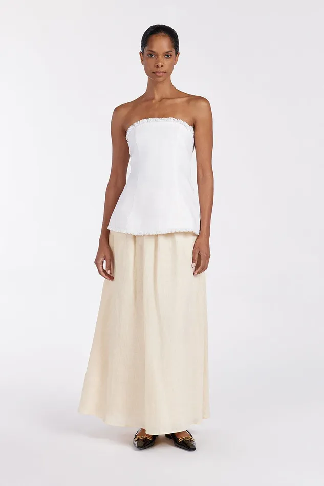 ZAHARA WHITE LINEN STRAPLESS TOP Women DISSH White Tops