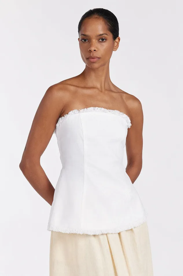 ZAHARA WHITE LINEN STRAPLESS TOP Women DISSH White Tops