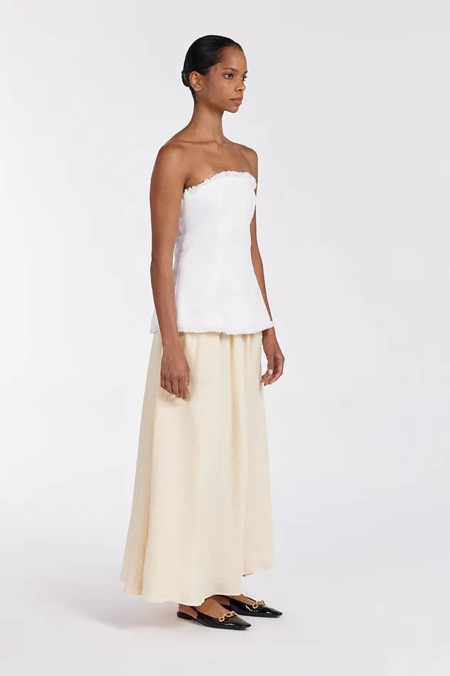ZAHARA WHITE LINEN STRAPLESS TOP Women DISSH White Tops