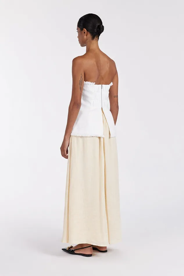 ZAHARA WHITE LINEN STRAPLESS TOP Women DISSH White Tops
