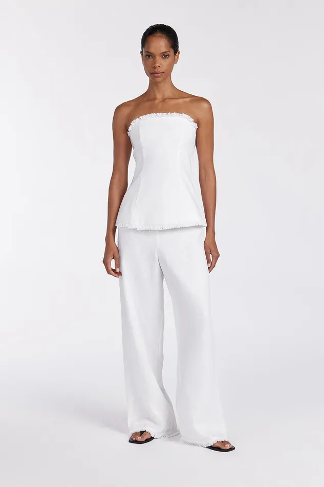 ZAHARA WHITE LINEN STRAPLESS TOP Women DISSH White Tops