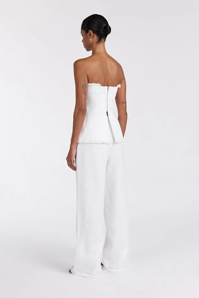 ZAHARA WHITE LINEN STRAPLESS TOP Women DISSH White Tops